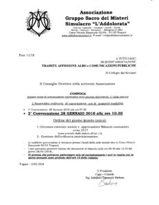 Convocazione assemblea soci bilancio consuntivo 2017